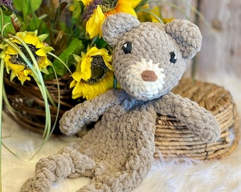 Crochet  Bear | Handmade Animal Mini Lovey |  Woodland Animals |  Bear Snuggler | Ready Made