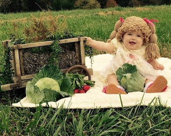 Crochet Cabbage Patch Wig/Hat, Crocheted Halloween hat, Handmade  hat costume.