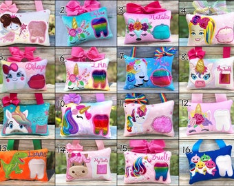 Unicorn Tooth fairy pillow. Embroidered pony  pillow. Personalized unicorn pillow. Birthday gift.