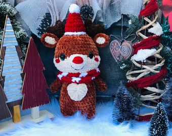 Reindeer Crochet Toy, Christams Present, Deer Plushies, Stuffed Animals