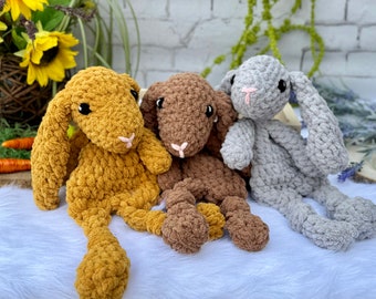 Bunny Lovey Snuggler, Crochet Honey Bunny Snuggler, Stuffed AnimalsI Easter Basket, Gift for Kids I Birthday Present