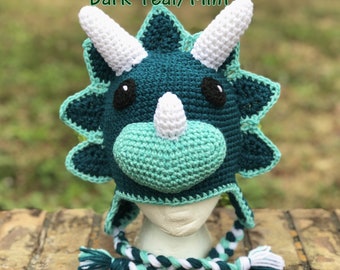 Crochet tricerotaps hat.Dinosaur hat.Crochet Dino hat.Handmade dino hat. Birthday hat.