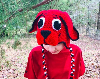 Crochet red dog hat. Crochet Red big dog hat.Handmade dog hat.