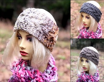 Crochet Head wrap, Knitted Teen/Adult Ear Warmer, Ready Made