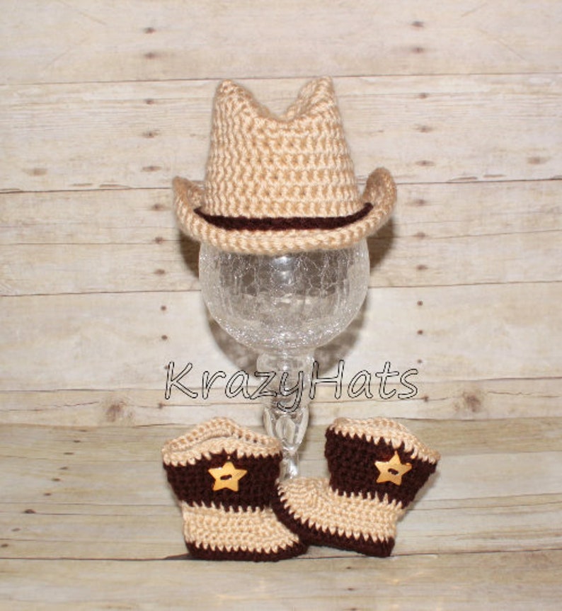 Crochet Cowboy Hat, Crochet Cowboy Boots Babyshower gift, Baby prop, Photo prop, Birthday gift image 8