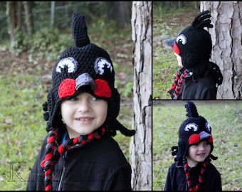 Crochet Parrot ha,Handmade parrot hat, winter hat, Christmas gift