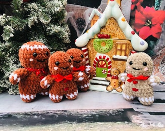 Gingerbread Crochet Toy, Christams Present, Gingerbread Plushies, Stuffed toys