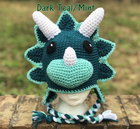 Crochet Dinosaur Hat. Crochet Triceratopshat Hat. Handmade Hat