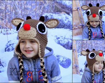 Reindeer hat. Crochet deer . Crochet hat .Made to order.