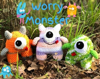 Crochet WORRY MOSTER, Worry/Anxiety Monsters, Crocheted toy, Worry Monster toy, Birthday Gift, Christams Gift