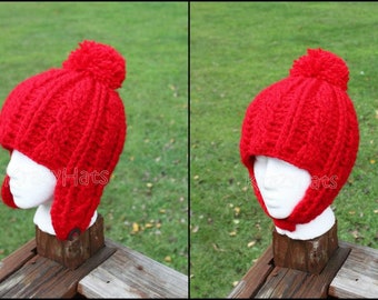 Crochet red hat, Christmas hat, Winter hat, Hat for girl, Halloween hat, Ready to ship