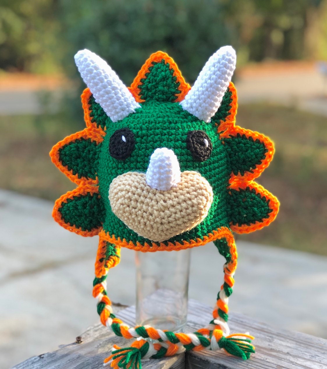Crochet Triceratops Hat. Handmade Hat 