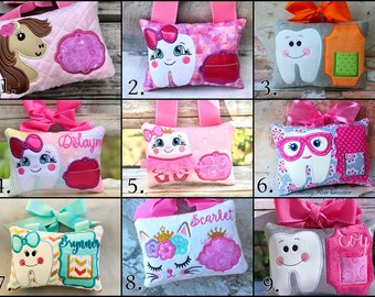 Ballerina Tooth fairy pillow. Kitty tooth fairy pillow. Embroidered  tooth fairy pillow. Birthday gift