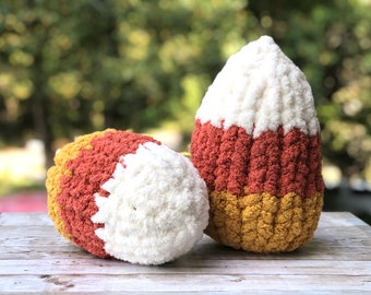 Candy Corn Plush Toys. Knitted Candy Corn Toys. Birthday gift, Halloween Decoration