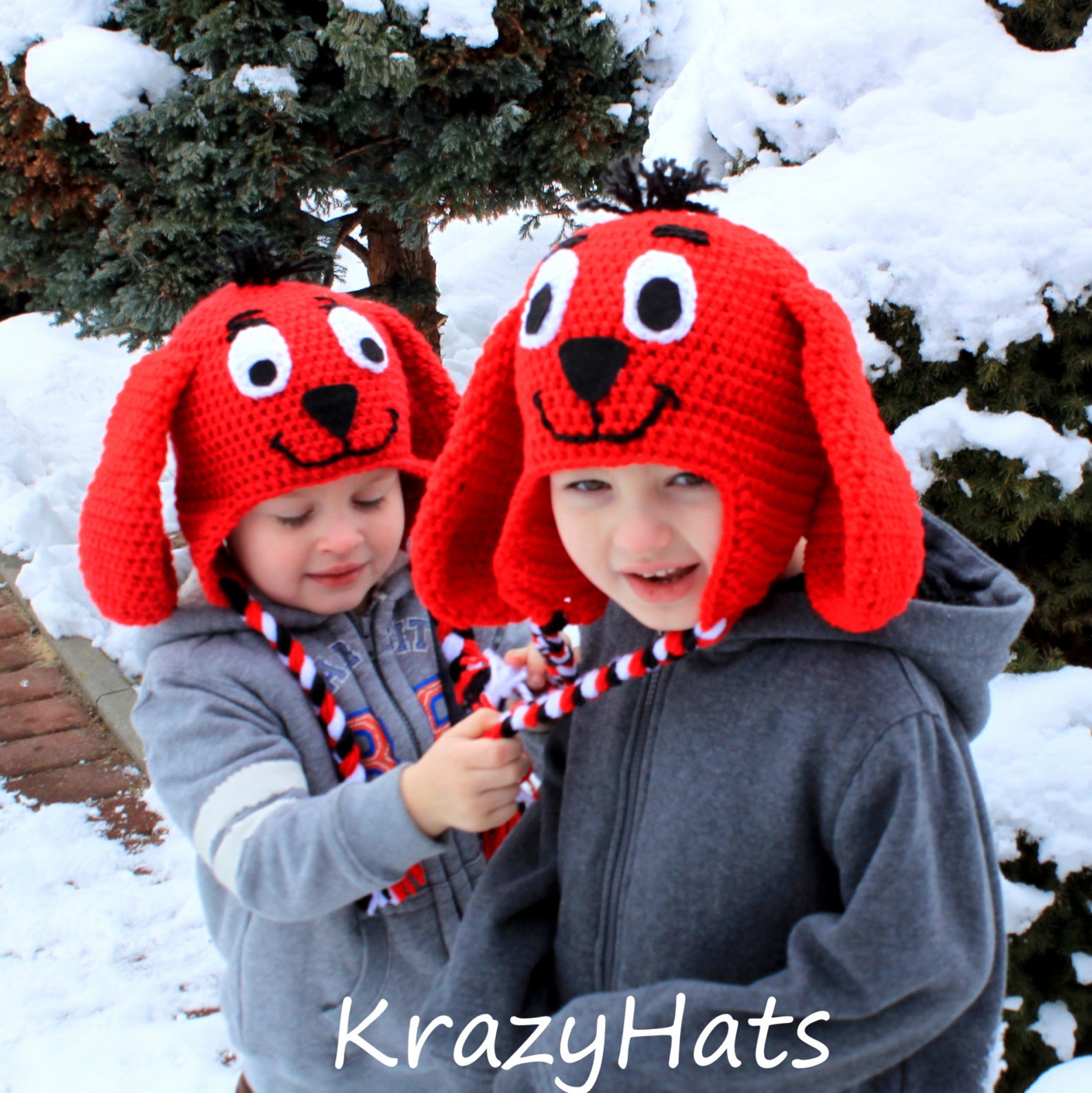 Crochet Red Dog Hat. Crochet Big Red Dog Hats. Christmas Etsy