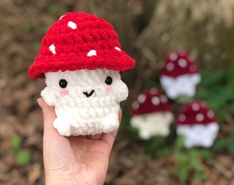 Crochet mushrooms, Mushroom Plushie, Cute Mushie Boy Stuffie, Mushroom toy, Crocheted stuffed mushroom. Birthday gift