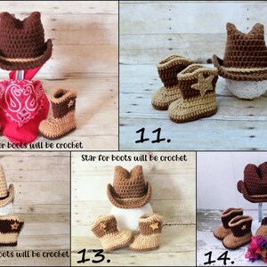 Crochet Cowboy Hat, Crochet Cowboy Boots Babyshower gift, Baby prop, Photo prop, Birthday gift image 2