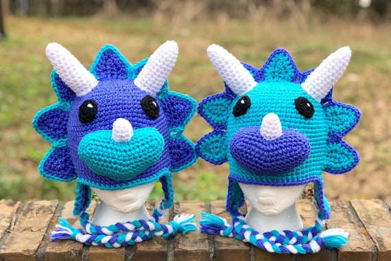 Crochet Triceratops Hat Dinosaur Hat 