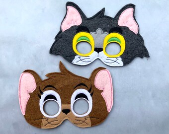 Cat and mouse mouse,Halloween Costume, Embroidered mask, Halloween mask, Birthday party mask,