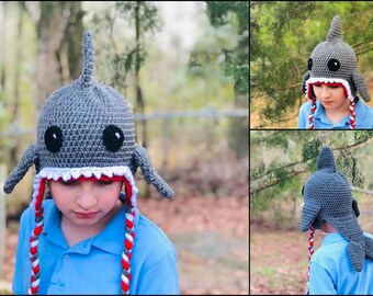 Crochet shark hat. Crocheted shark hat. Handmade hat. Birthday gift. Shark hat.