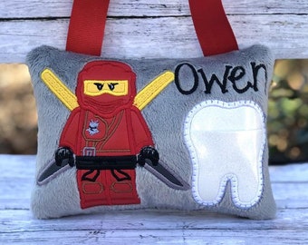 Embroidered Ninja Tooth Fairy Pillow | Personalized Kids Gift | size:5x7 inches