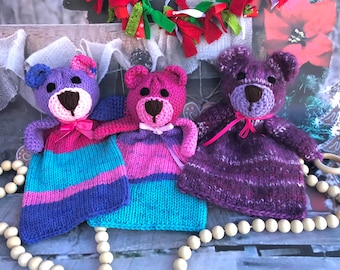 Teddy bear stuffed toy. Bear lovey blanket. Baby shower gift.