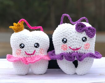 Crochet tooth fairy pillow. Crocheted pillow. Birthday gift.