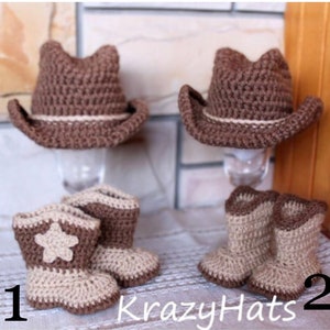 Crochet Cowboy Hat, Crochet Cowboy Boots; Babyshower gift, Baby prop, Photo prop, Birthday gift