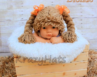 Crochet Cabbage Patch Wig/Hat, Halloween hat, Birthday gift,