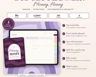 Money Honey デジタル予算プランナー、日付なしハイパーリンク付きトラッカー（GoodNotes/Notability対応）