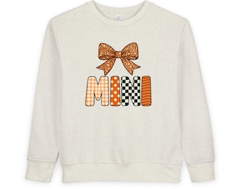 Felpa autunnale a quadri con mini fiocco / completo autunnale per bambina, a quadretti arancioni a pois