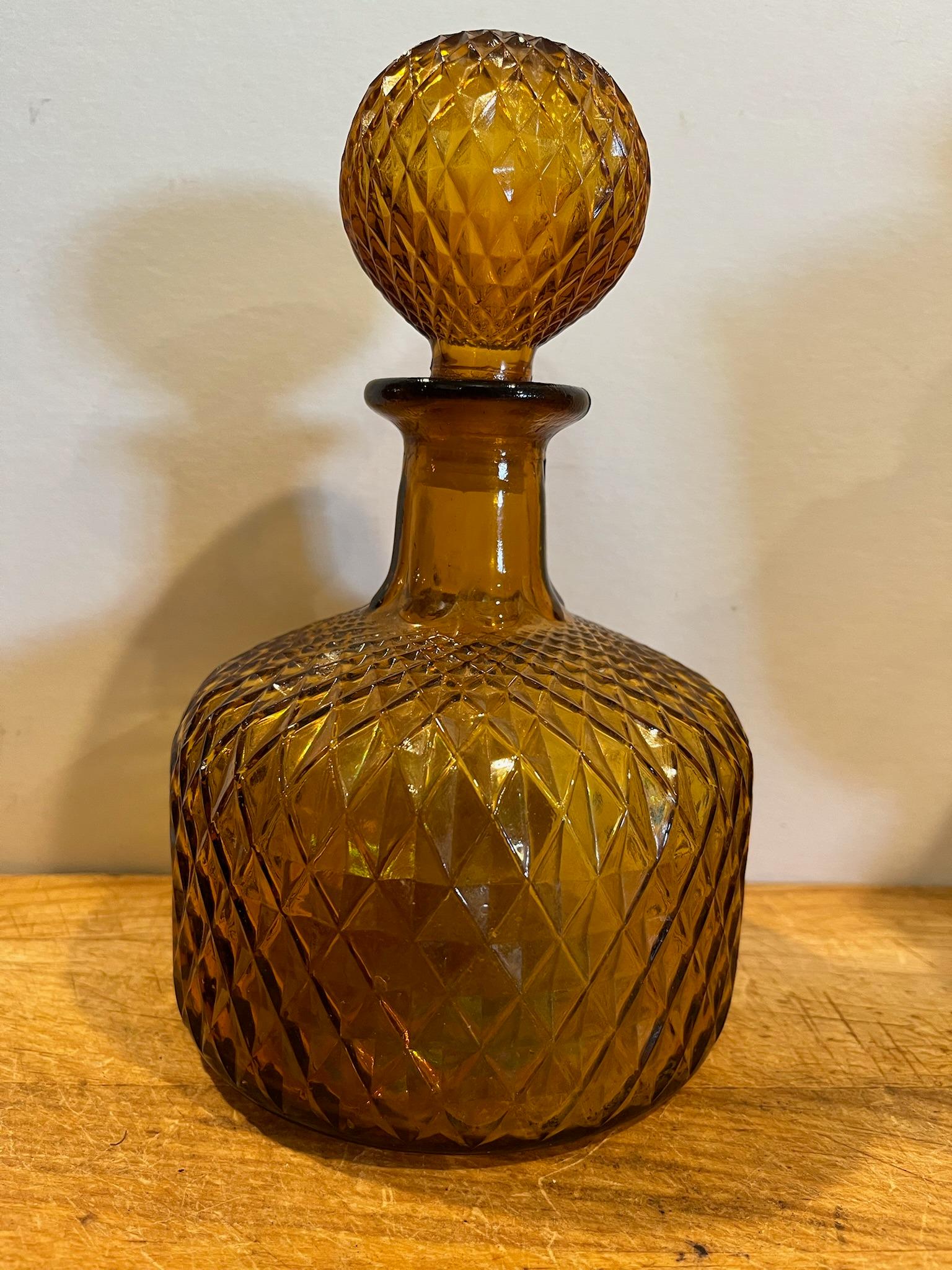 Mid Century Amber Glassware Decanter - Etsy
