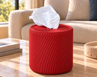 Wavy Ribbed Tissue Box Covers and Toilet Paper Holder, Sculptural Cylindrical Bathroom Decor