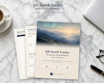 Job Search Tracker Printable, Interview Prep Workbook, Job Application Tracker, STAR Interview Worksheet, Career Planner PDF