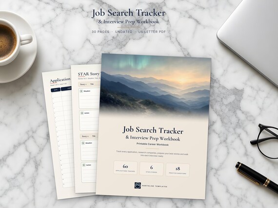 Job Search Tracker Printable, Interview Prep Workbook, Job Application Tracker, STAR Interview Worksheet, Career Planner PDF