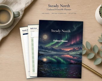 Undated Planner Printable, ADHD Friendly Focus Planner PDF, Monthly Weekly Daily Pages, Habit Tracker, US Letter, Steady North