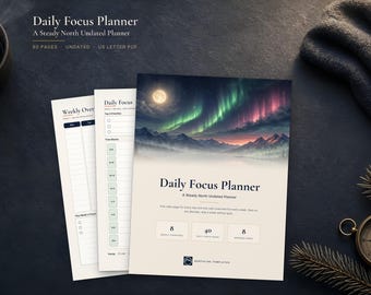Daily Focus Planner Printable, Undated Daily & Weekly Planner PDF, Top 3 Priorities, Time Blocking Planner, US Letter