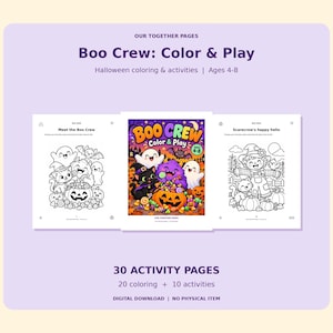 Kolorowanka i książka z zadaniami na Halloween dla dzieci w wieku 4-8 lat: Boo Crew, 30 zadań do wydrukowania zdjęcie 1