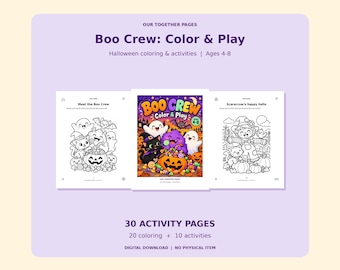 Halloween kleur- en activiteitenboek voor kinderen van 4-8 jaar: Boo Crew, 30 printbare activiteiten