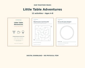 Little Table Adventures - Restaurant Activiteitenpakket voor kinderen van 4-8 jaar | Printbare tafelspelletjes, doolhoven en tekenpagina's
