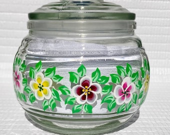 Sugar Bowl Hand Painted Yellow, Pink and Burgundy Flowers, Mothers Day Gift, Home Decor, Gifts For Her, free shipping