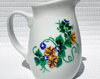 Creamer Hand Painted White Ceramic With Yellow Flowers, Mothers Day Gift, Birthday Gift, Milk Pitcher, Free Shipping, Wedding Shower Gift