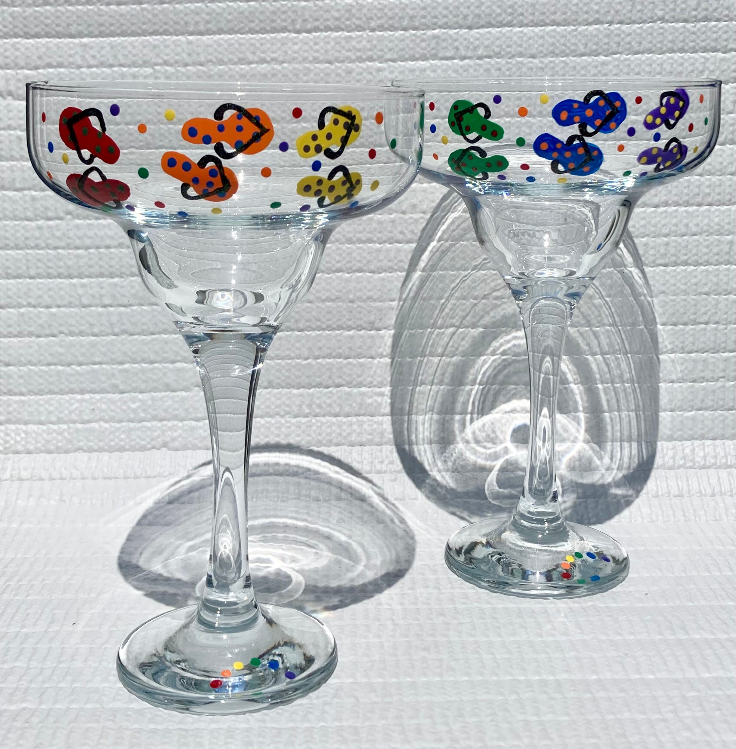 Margarita Glasses Hand Painted Rainbow Flip Flops and Confetti Etsy