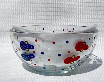 Patriotic Candy Dish 6 in x 3 in, Hand Painted Red White and Blue Flip Flops, Memorial Day, Americana, Beach House, Summer