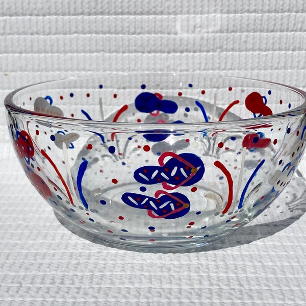 4th of July Candy Dish, Hand Painted Red White and Blue Flip Flops, Memorial Day, Americana, Beach House, Summer Decor