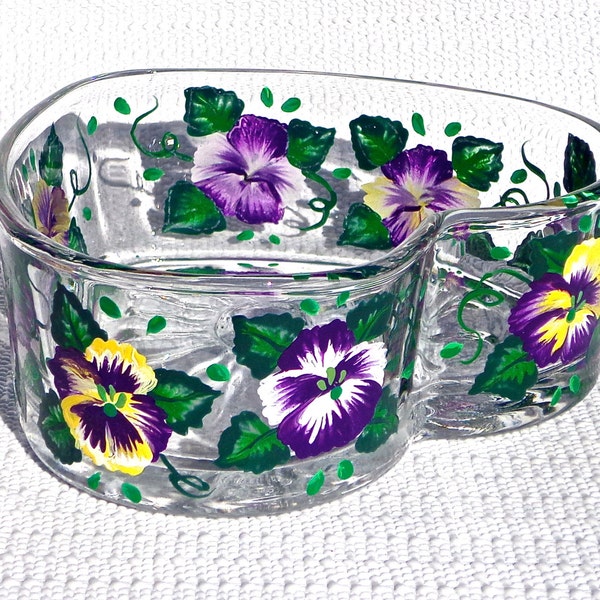 Painted Heart Bowl With Purple Pansies, Christmas Gift, Wedding Shower Gift, Housewarming Gift, Home Decor, Candy Dish, Gifts For Her