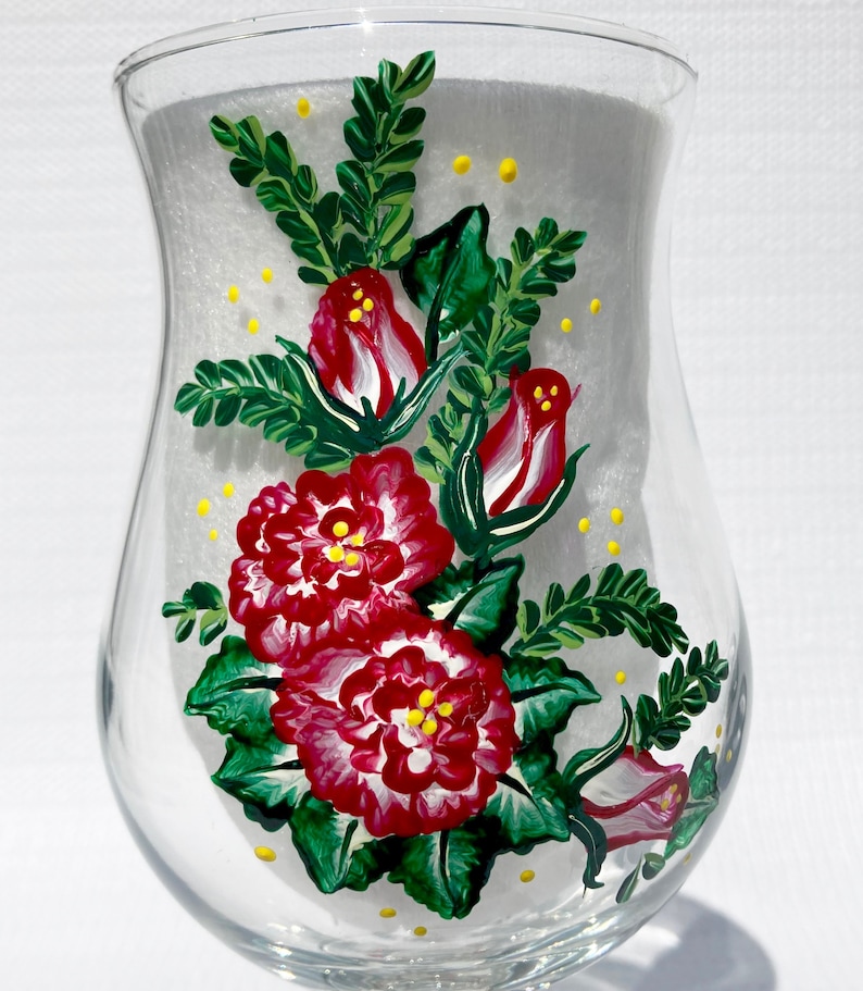 Daiquiri Glasses Red and White Roses Hand Painted Set of 2 Etsy