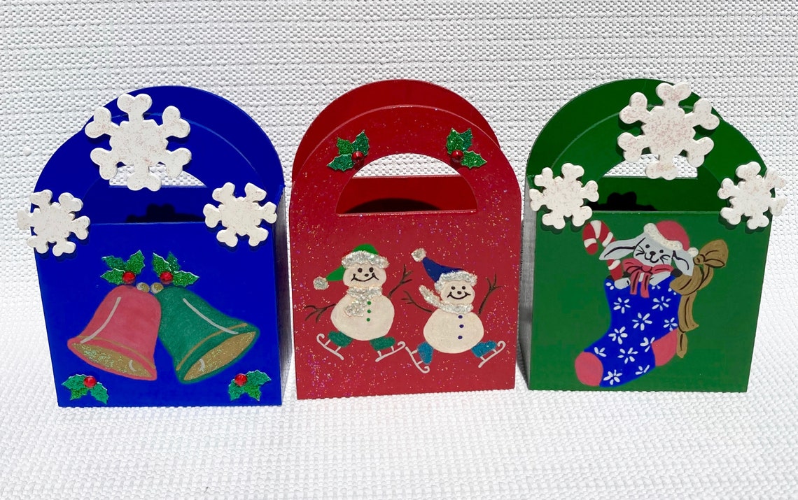 Christmas Holiday Gift Boxes Set of 3 Reusable Ecofriendly Etsy