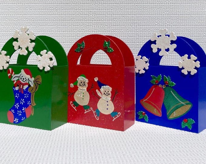 Christmas Holiday Gift Boxes Set of 3, Reusable, Ecofriendly Gift Boxes, Card Holders, Free