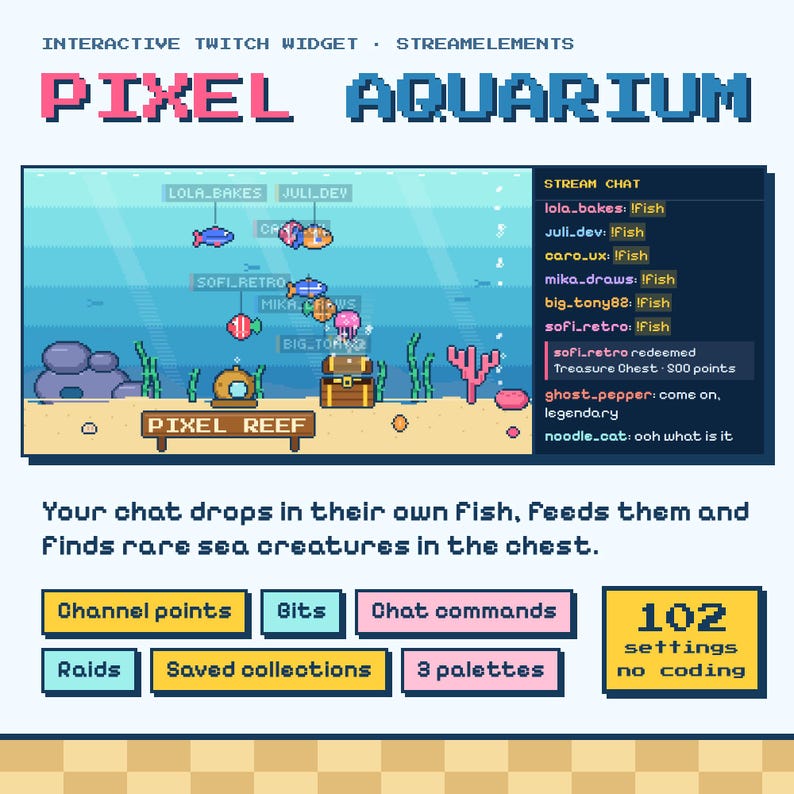 Tanker Loading Alongside Pixel Aquarium Twitch Widget, Interactive Streamelements Overlay, Fish ...